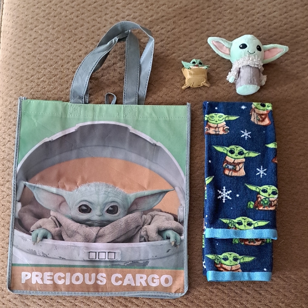 Disney Star Wars The Mandalorian Baby Yoda Tote Bag, Towels, Plush & Figurine